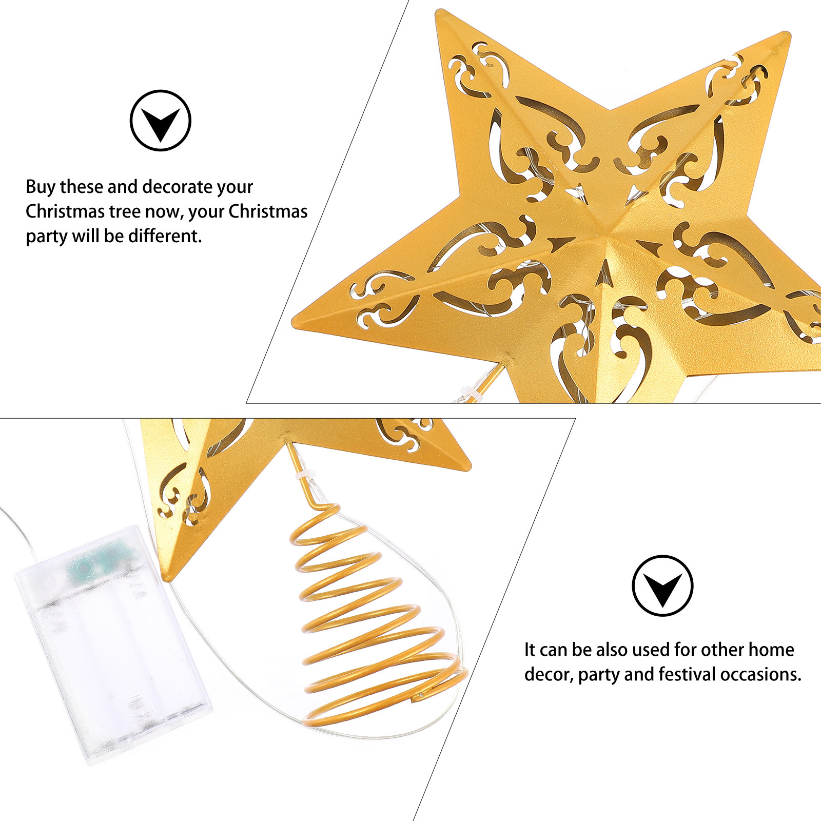 1Pcs Glitter-Coated Iron Golde - Star Tree Topper review and price