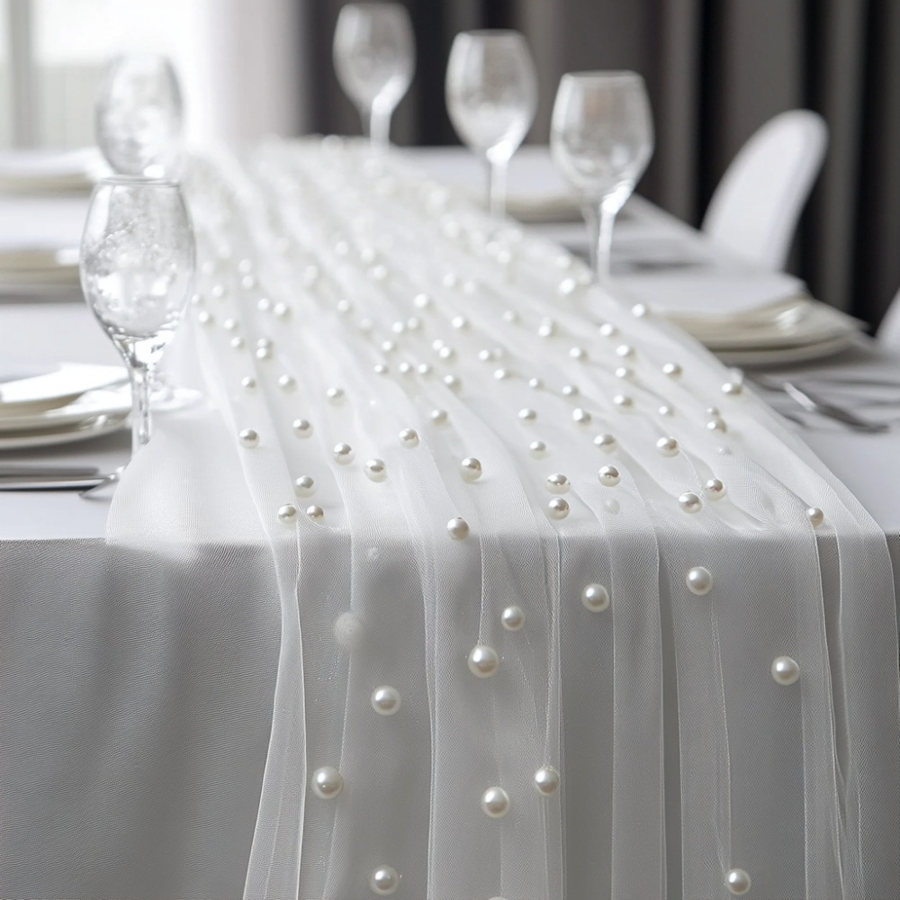 Pearl Chiffon Table Runner 80x - Christmas Table Runner review and price