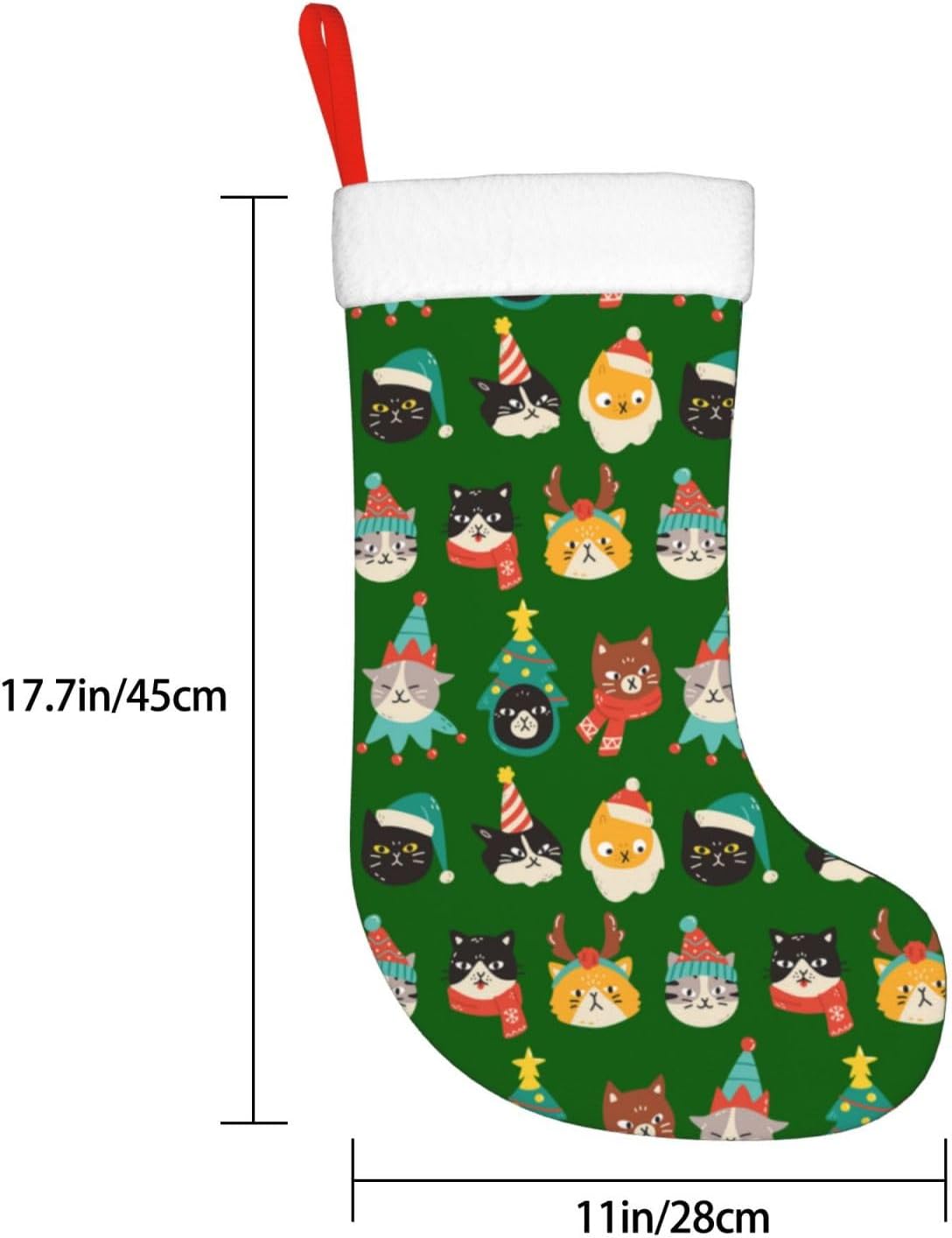 Cute Cats Green Christmas Stoc - Christmas Stocking Hanging review and price